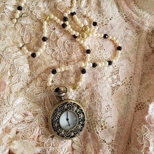 Vintage Style Steampunk Beaded Pocket Watch